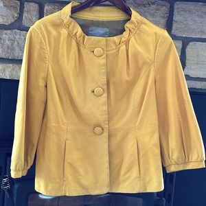 Classiques  Entier yellow gold leather jacket ruffle